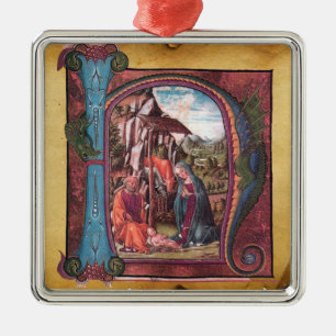 NATIVITY PARCHMENT Monogram Metal Tree Decoration