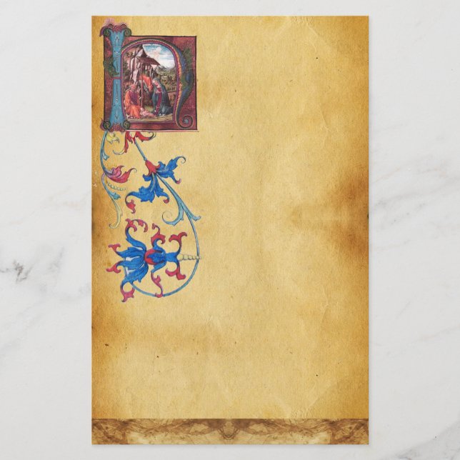 NATIVITY PARCHMENT Monogram Stationery (Front)