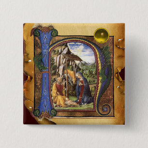 NATIVITY PARCHMENT Yellow Topaz Monogram 15 Cm Square Badge