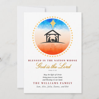 Nativity Patriotic Christmas Psalm 33:12 Calendar Holiday Card