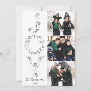 Nativity Picture Christmas Card, JOY Silver Foil Holiday Card