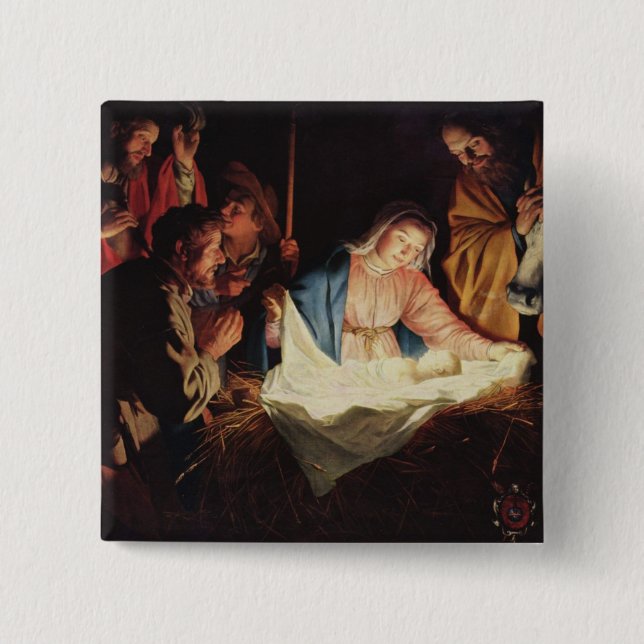 Nativity Scene 15 Cm Square Badge (Front)