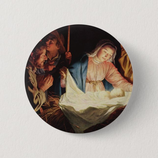 Nativity Scene 6 Cm Round Badge (Front)