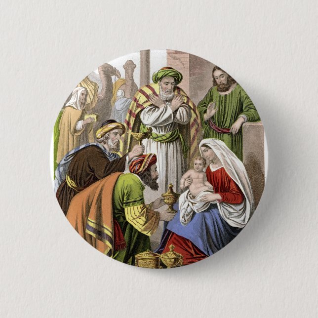 Nativity Scene 6 Cm Round Badge (Front)