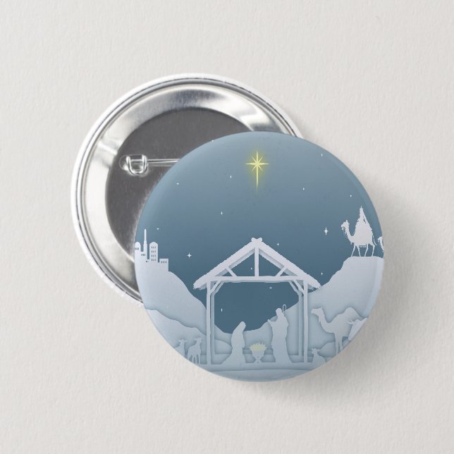 Nativity Scene 6 Cm Round Badge (Front & Back)