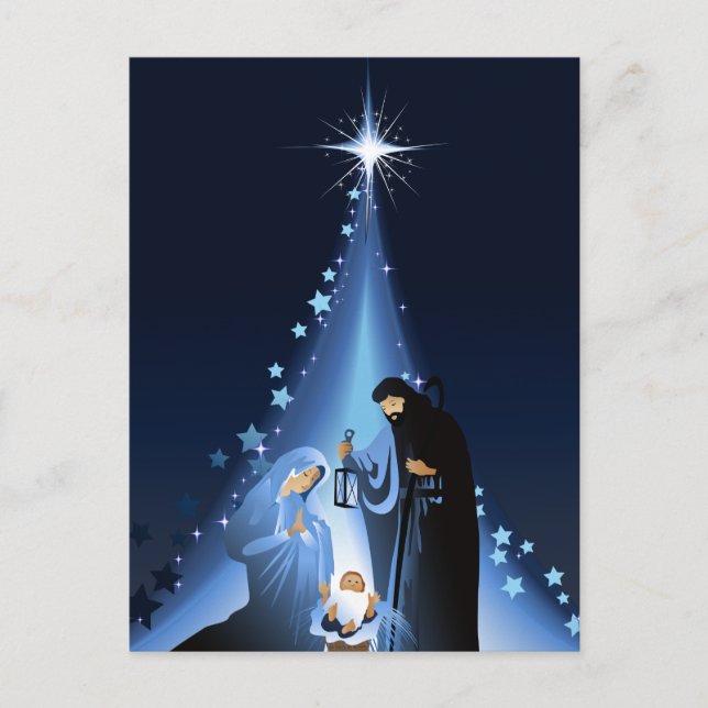 Nativity scene announcement postcard (Front)