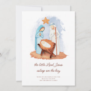 Nativity Scene Asleep on The Hay Christmas  Holiday Card