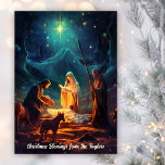Nativity Scene Baby Jesus Christian Christmas Holiday Card<br><div class="desc">Nativity Scene with Gold Stars Baby Jesus Religious Christian Christmas Holiday Card</div>