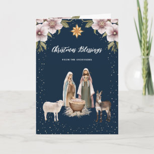 Nativity Scene Baby Jesus Christian Christmas Holiday Card