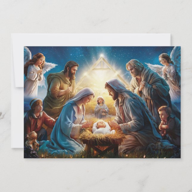Nativity Scene Baby Jesus Christmas Card #1 (Front)