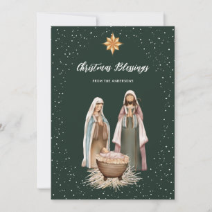 Nativity Scene Baby Jesus Religious Christian Holiday Card
