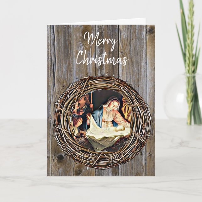 Nativity Scene Baby Jesus Virgin Mary Christmas Card (Front)