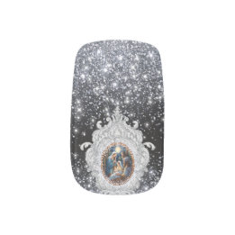 Nativity Scene Beautiful Elegant Faux Glitter Minx Nail Art
