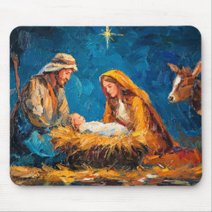 Nativity Scene, beautiful illustration, Mouse Mat