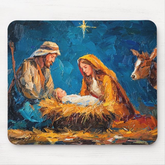Nativity Scene, beautiful illustration, Mouse Mat (Front)