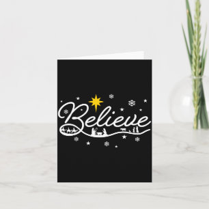 Nativity Scene Believe Christian Family Merry Chri Card