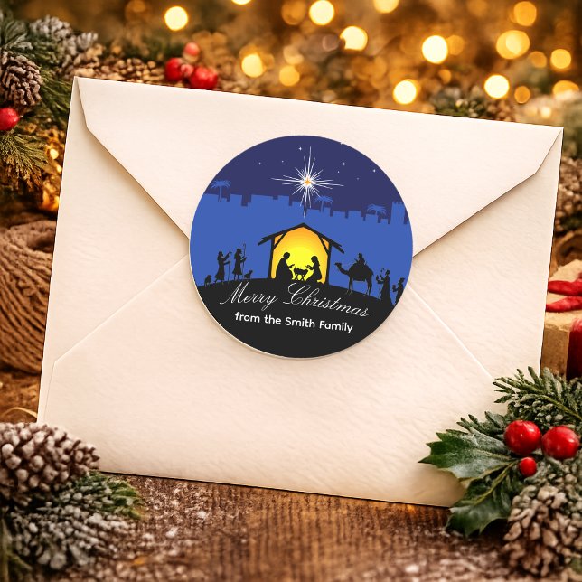 Nativity Scene Blue Star Christmas sticker (Creator Uploaded)