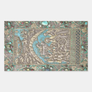 Nativity Scene Christ Child Holy Family Angels Rectangular Sticker