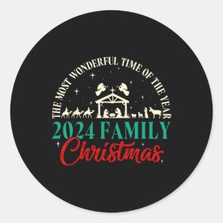 Nativity Scene Christian Christmas Xmas 2024 Match Classic Round Sticker