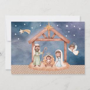 Nativity scene Christmas card BLK