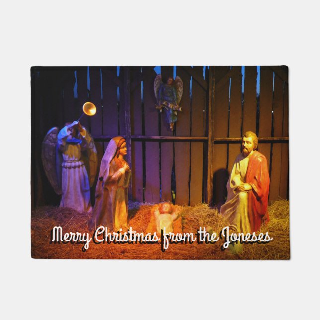 Nativity Scene Christmas Display in Washington DC Doormat (Front)