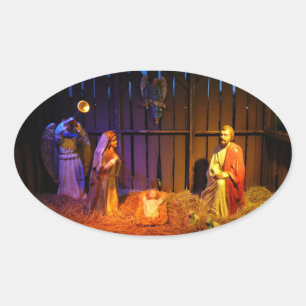 Nativity Scene Christmas Display in Washington DC Oval Sticker