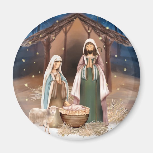Nativity Scene Christmas Gift Magnet (Front)