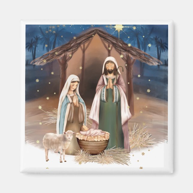 Nativity Scene Christmas Gift Magnet (Front)