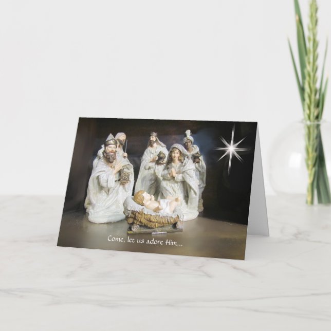 Nativity Scene Christmas Greeting Card (Front)