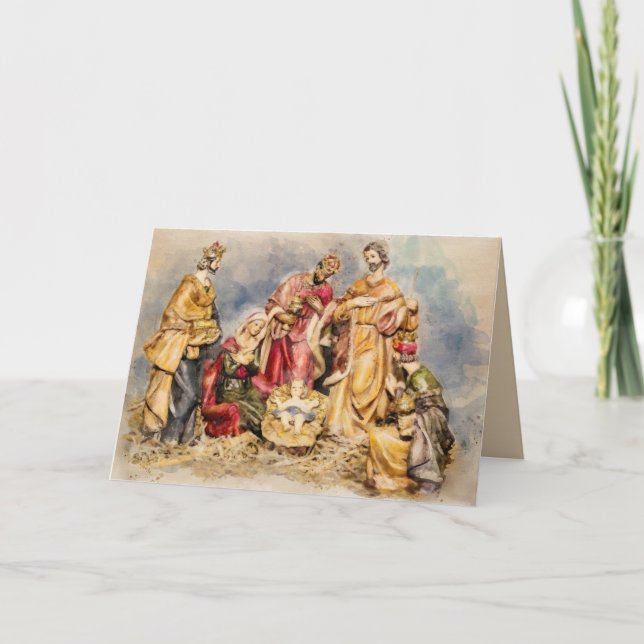 Nativity Scene Christmas Greeting Card (Front)