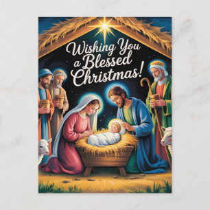 Nativity Scene Christmas Greeting Postcard