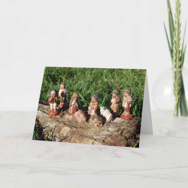 Nativity Scene Christmas Holiday Greeting Card (Front)