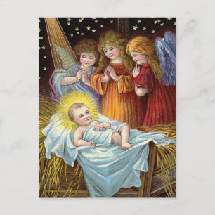 "Nativity Scene" Christmas Holiday Postcard