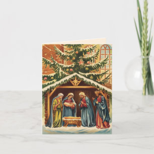 Nativity Scene Christmas vintage Thank You Card