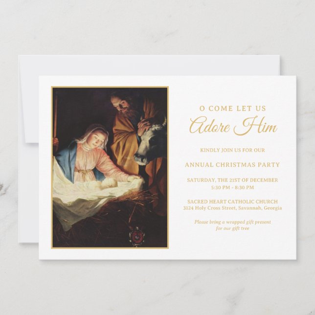 Nativity Scene Church Christmas Party Invitation (Front)