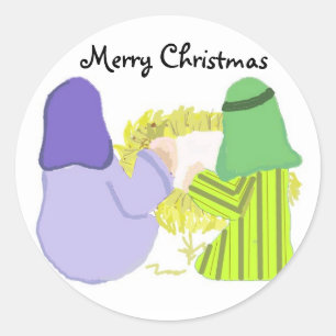 Nativity Scene Classic Round Sticker