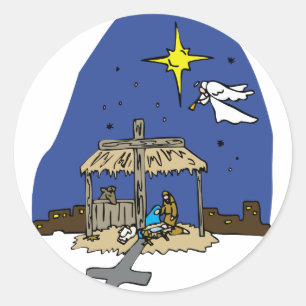 Nativity Scene Classic Round Sticker