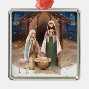 Nativity Scene Custom Christmas Metal Tree Decoration