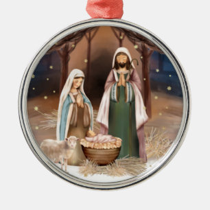 Nativity Scene Custom Christmas Metal Tree Decoration
