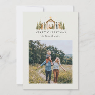 Nativity Scene Elegant 4 Photo Collage Christmas Holiday Card