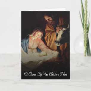 Nativity Scene Family Photo Religious Christmas Card