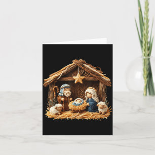 Nativity Scene Faux Yarn Crochet Jesus Christmas R Card