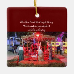 nativity scene feat. guys on cell phones ceramic ornament