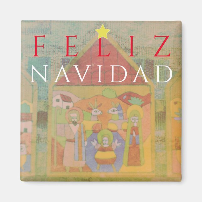Nativity Scene "Feliz Navidad" Magnet (Front)