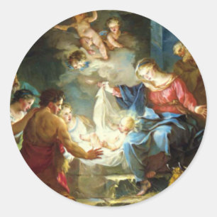 Nativity Scene for Christmas - Pierre Classic Round Sticker