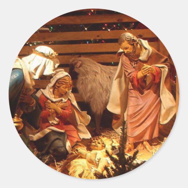 Nativity Scene Gifts for Christmas Classic Round Sticker (Front)