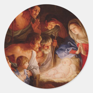Nativity Scene Gifts for Christmas Classic Round Sticker