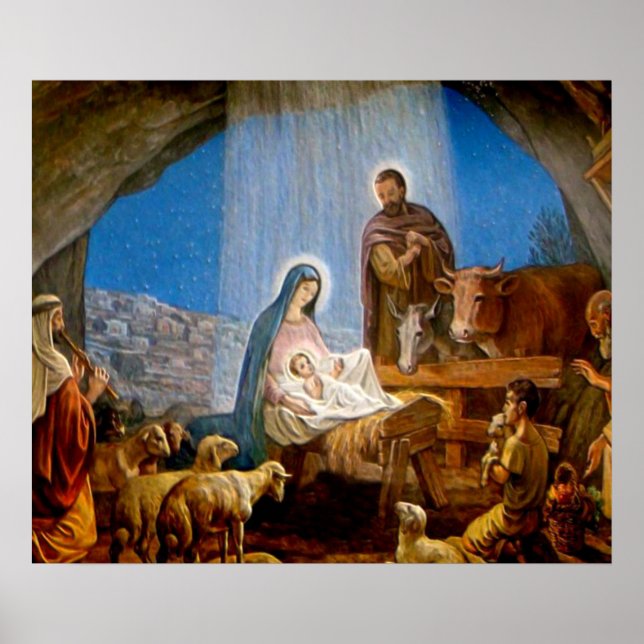 Nativity Scene Gifts for Christmas Poster (Front)