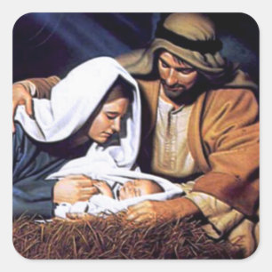 Nativity Scene Gifts for Christmas Square Sticker