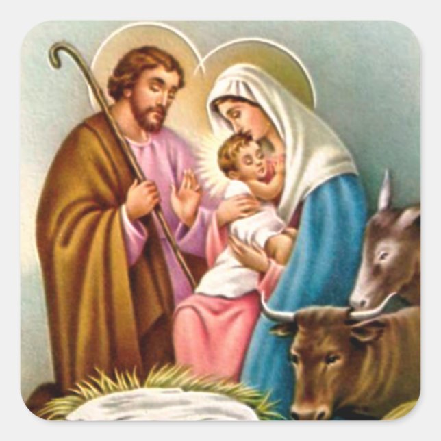 Nativity Scene Gifts for Christmas Square Sticker (Front)